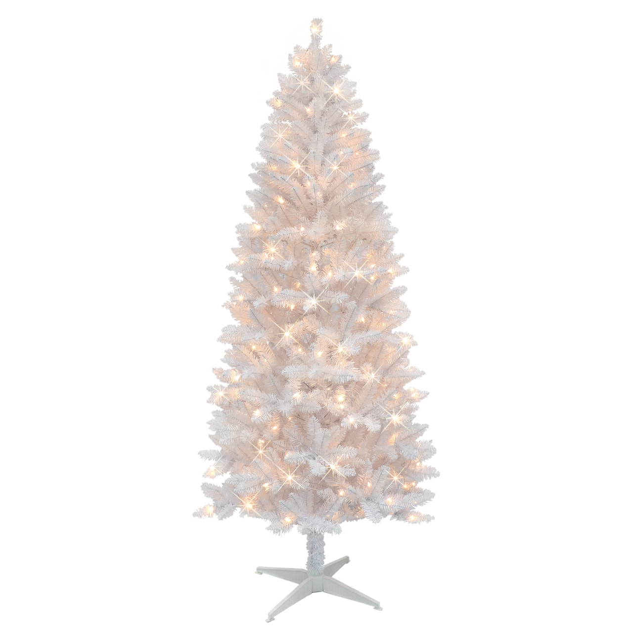 7ft. Pre-Lit White Carson Artificial Pine Christmas Tree, Clear Lights